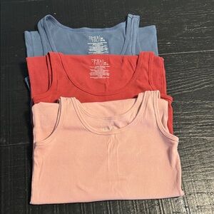 Time and Tru Trio Tank Tops - Blue, Red, Pink